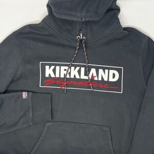 Kirkland Signature Costco Mens Logo Hoodie Black Sweatshirt Size Large